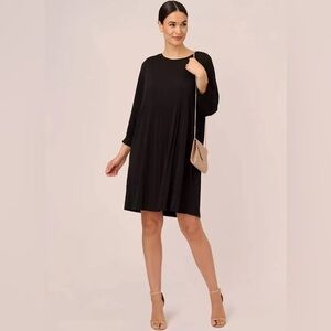 Adrianna Papell Ribbed & Pleated Knit Dress. BOHO Oversized Fit. Keyhole